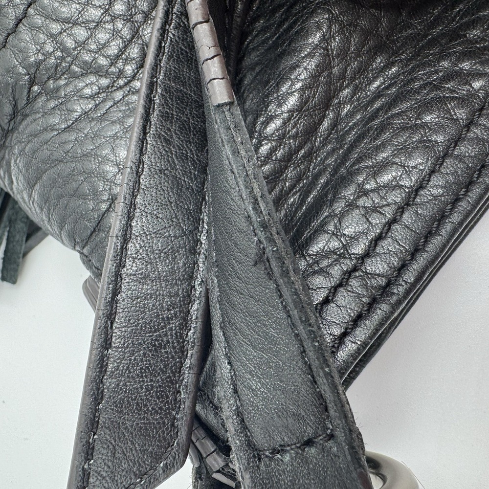 B. Makowsky Black Leather Crossbody Shoulder Bag Tassel Zip Pockets - Picture 13 of 13